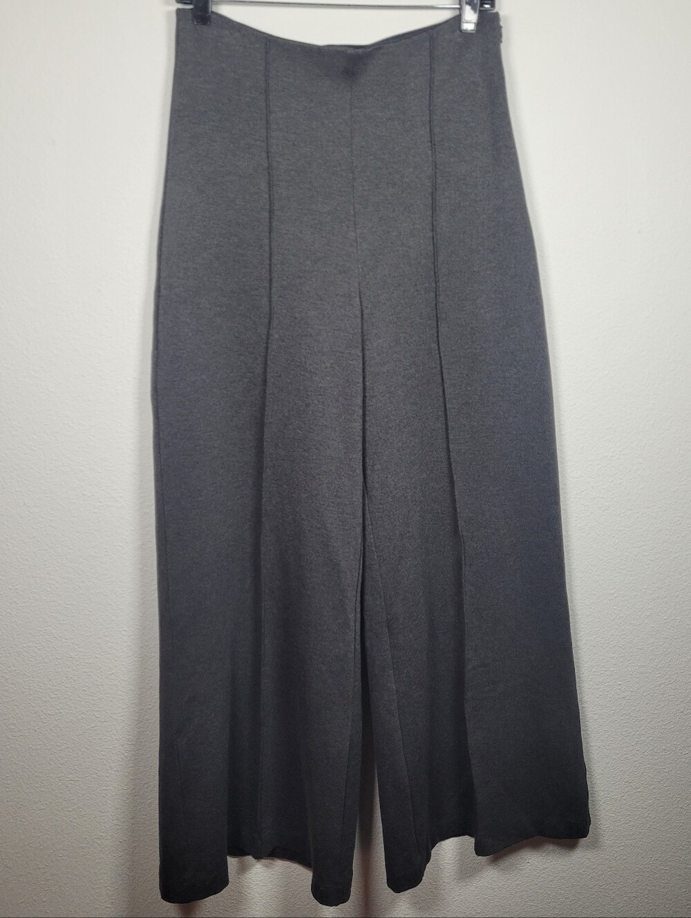 Quince Ultra-Stretch Ponte Wide Leg Pant Grey High Rise L Minimalist Workwear